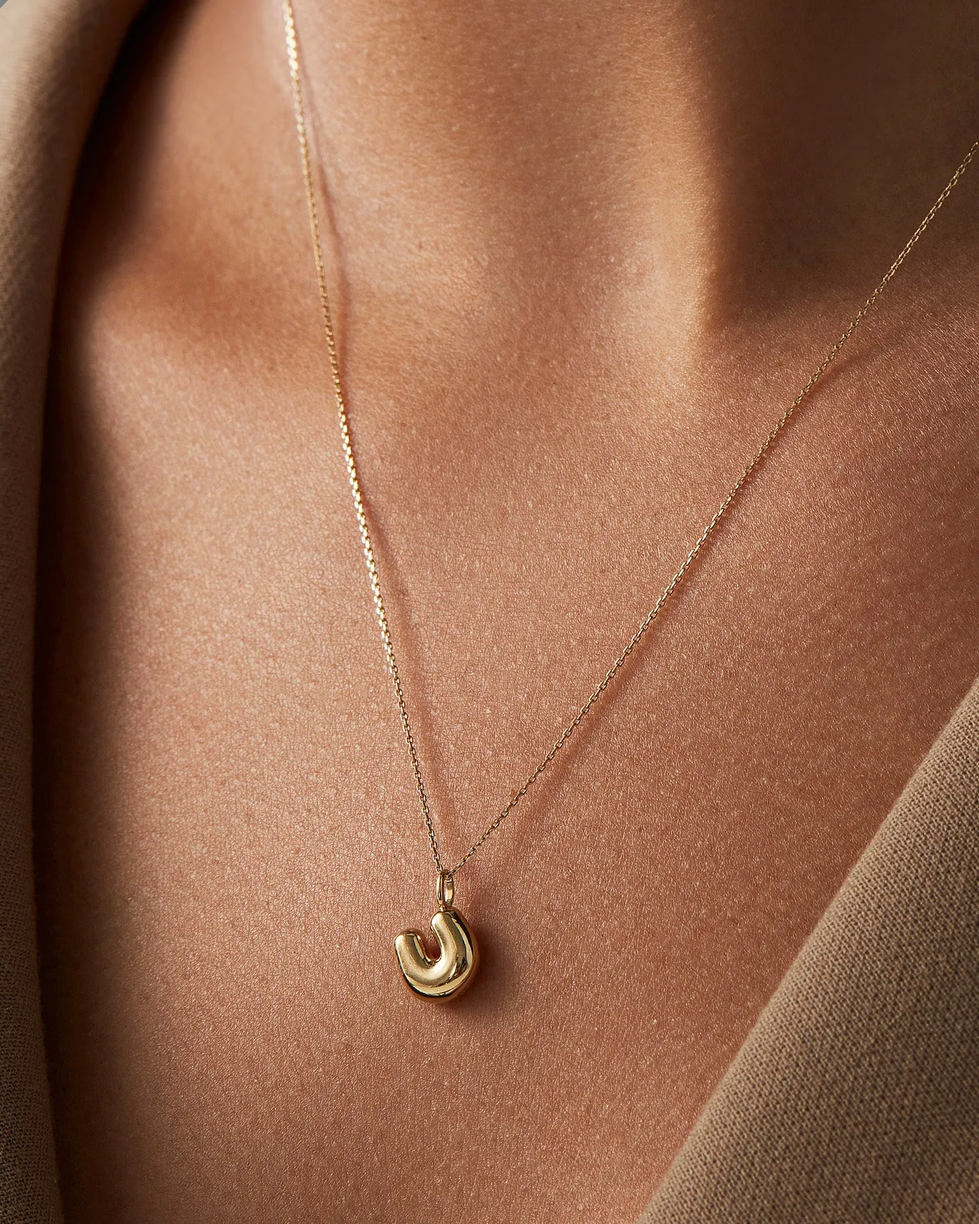 14K Gold Bubble Letter Necklace - U sold by JENNY BIRD product image thumbnail 4