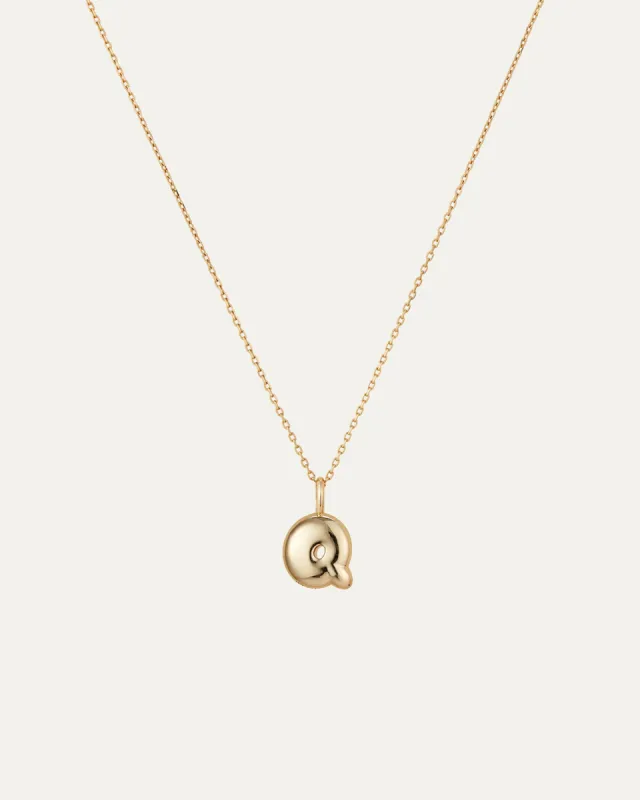 14K Gold Bubble Letter Necklace - Q sold by JENNY BIRD