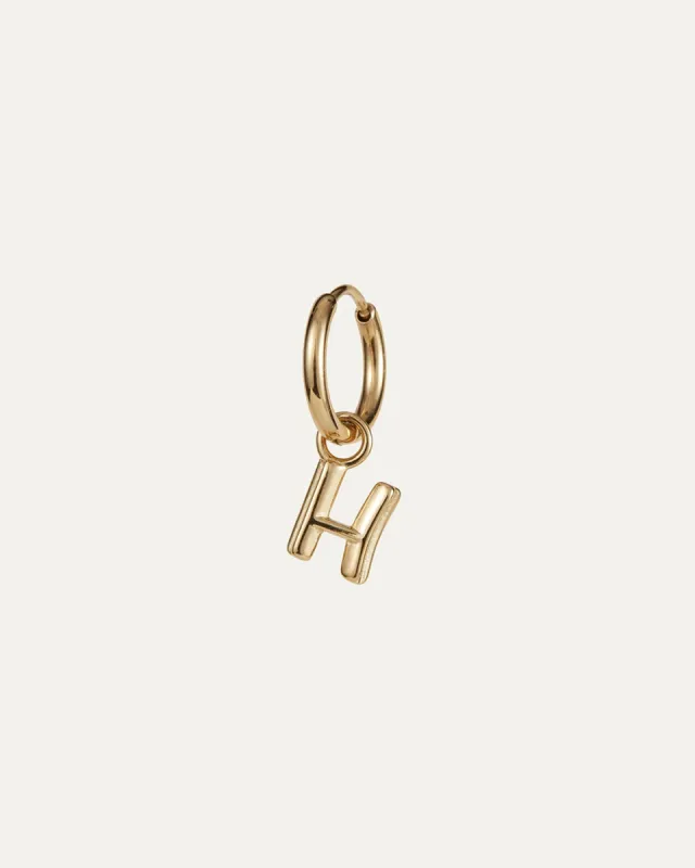 Single Monogram Huggie Earring - H sold by JENNY BIRD