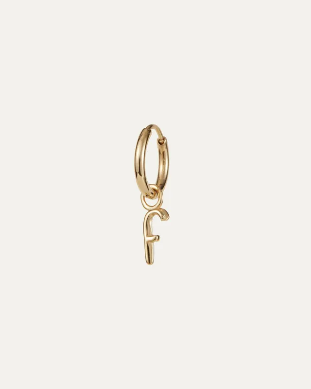 Single Monogram Huggie Earring - F sold by JENNY BIRD