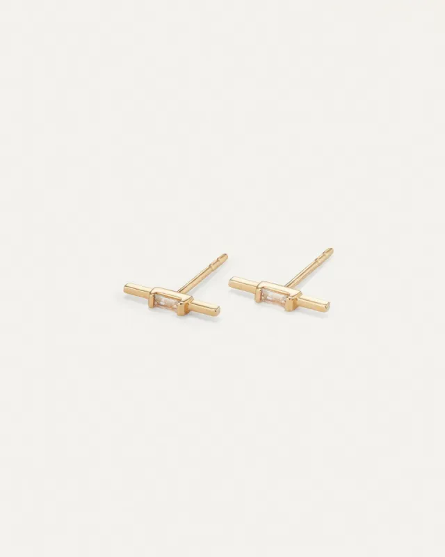 14K Gold White Sapphire Stud sold by JENNY BIRD