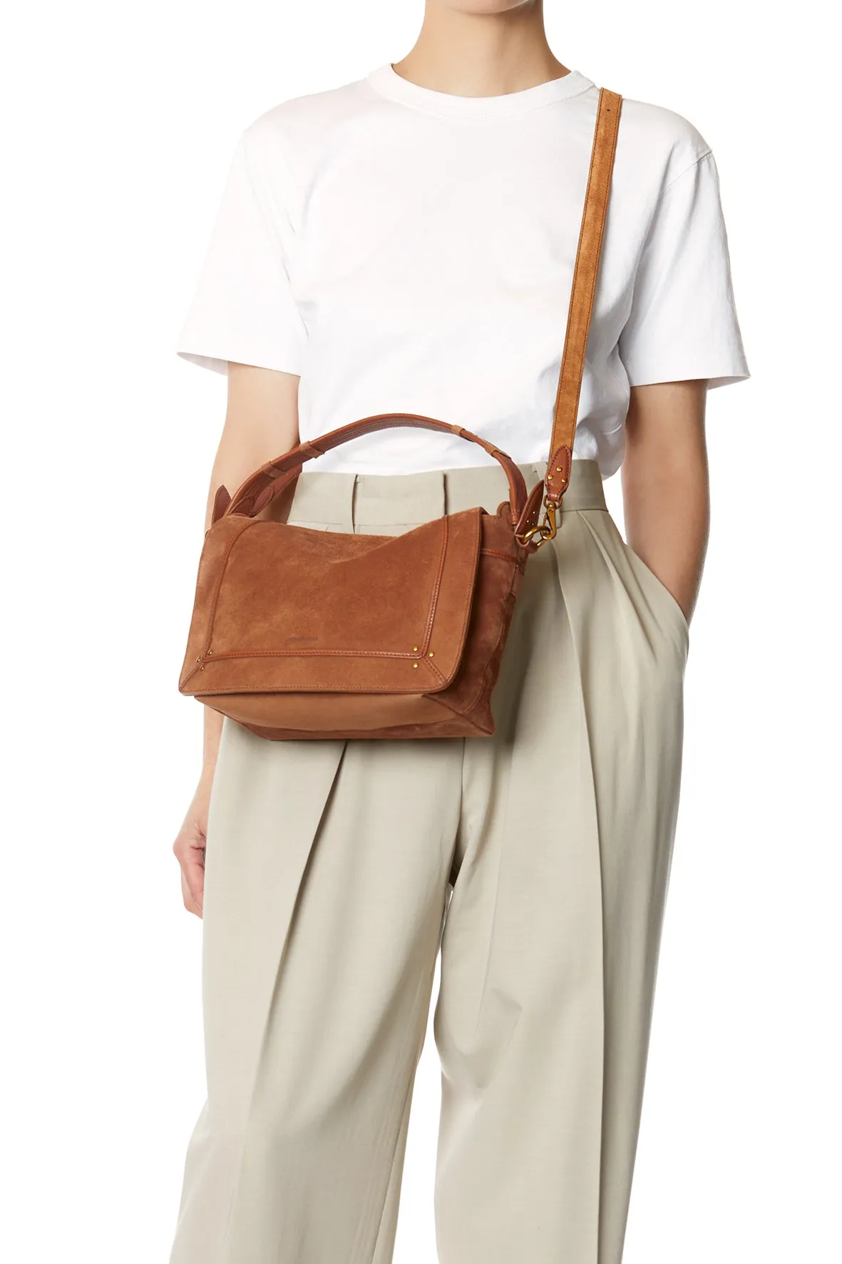 Sac Pepito M croute velours Caramel sold by Jerome Dreyfuss product image thumbnail 5