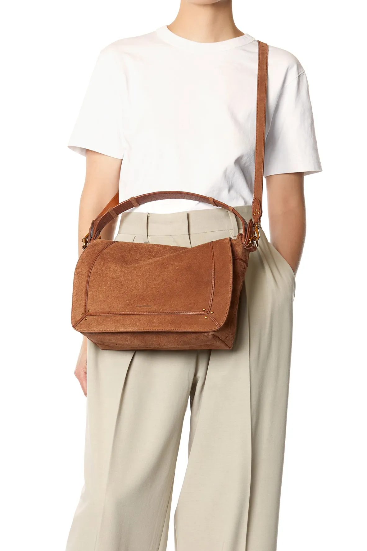 Sac Pepito L croute velours Caramel sold by Jerome Dreyfuss product image thumbnail 5