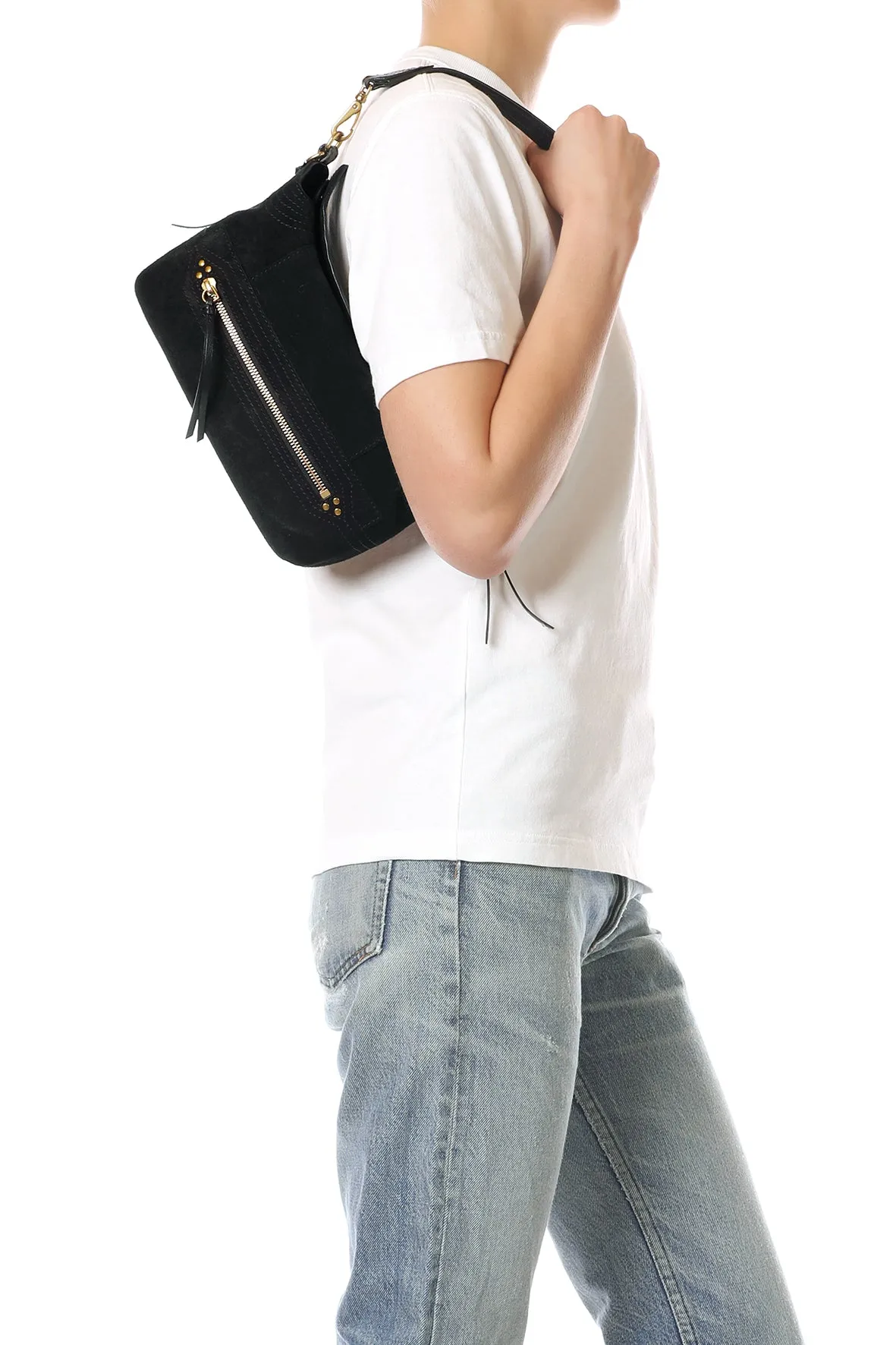 Sac Lucky Hobo Small croute velours Noir sold by Jerome Dreyfuss product image thumbnail 2