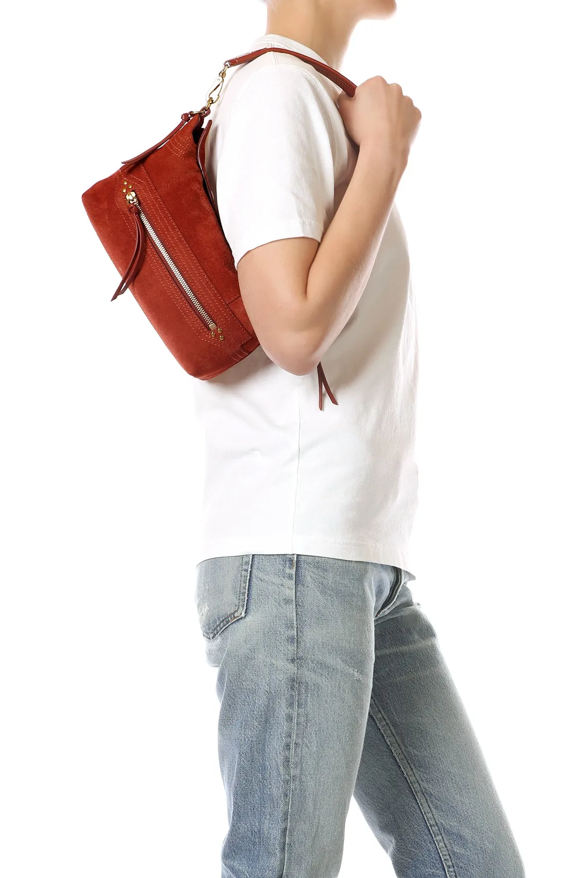 Sac Lucky Hobo Small croute velours Rouille sold by Jerome Dreyfuss product image thumbnail 2