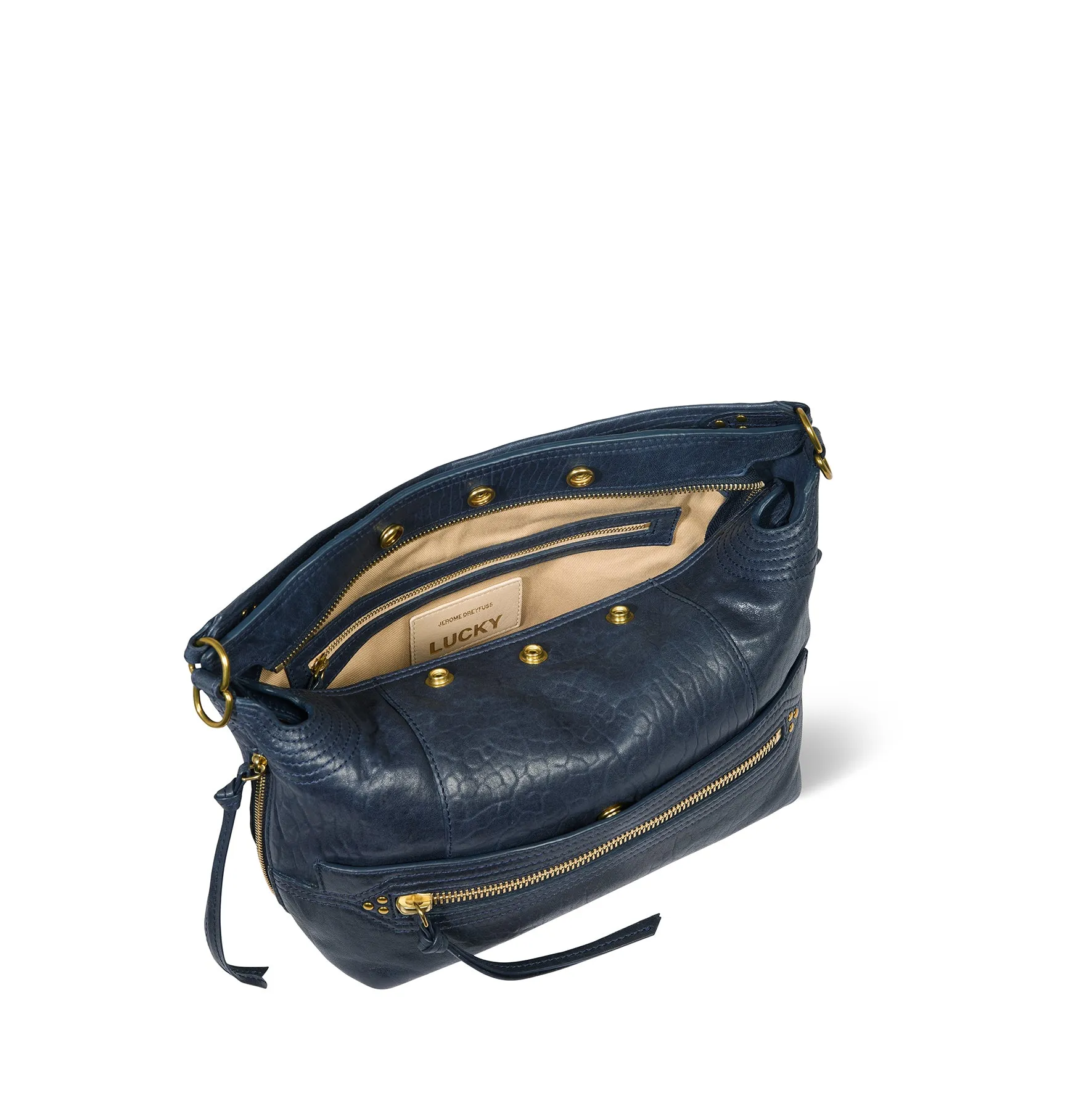 Sac Lucky Hobo Agneau Bubble Night Blue sold by Jerome Dreyfuss product image thumbnail 5
