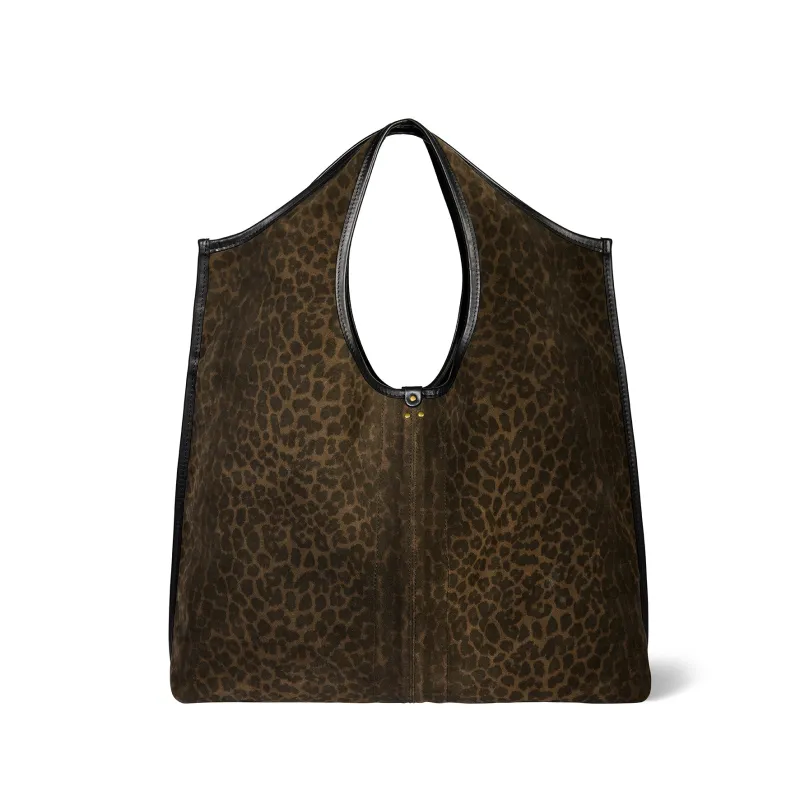 Sac Cabas Paco croute velours Imprimé Léopard kaki made by Jerome Dreyfuss