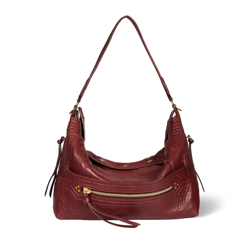Sac Lucky Hobo Large Agneau Bubble Burgundy made by Jerome Dreyfuss