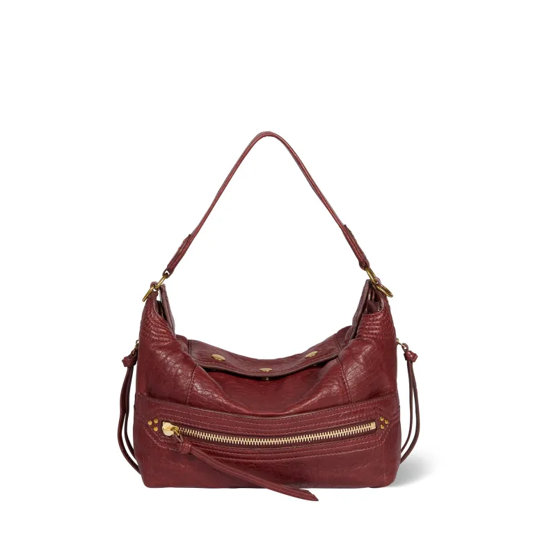 Sac Lucky Hobo Agneau Bubble Burgundy made by Jerome Dreyfuss