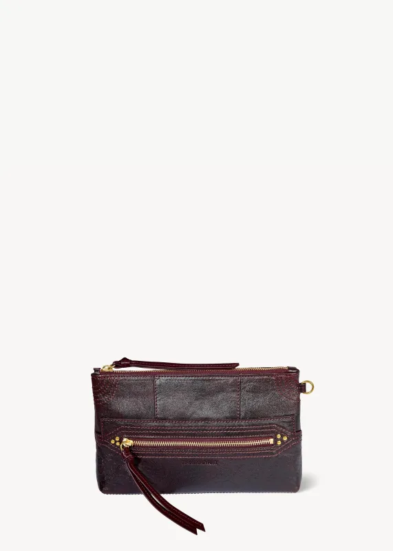 Pochette Lucky Clutch Agneau Bordeaux used made by Jerome Dreyfuss