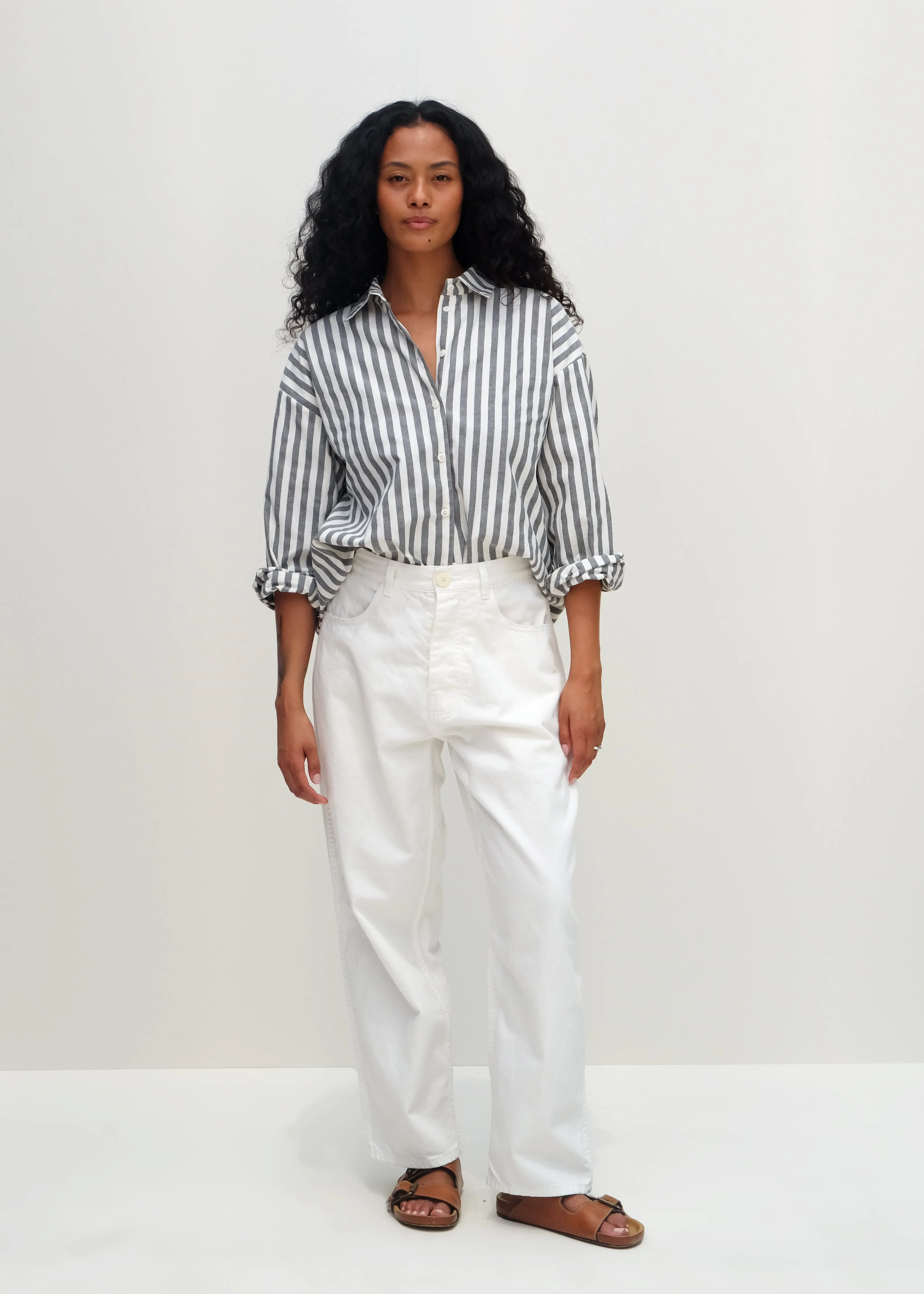 Alberta Shirt - Slate Bold Stripe sold by Jesse Kamm product image thumbnail 2