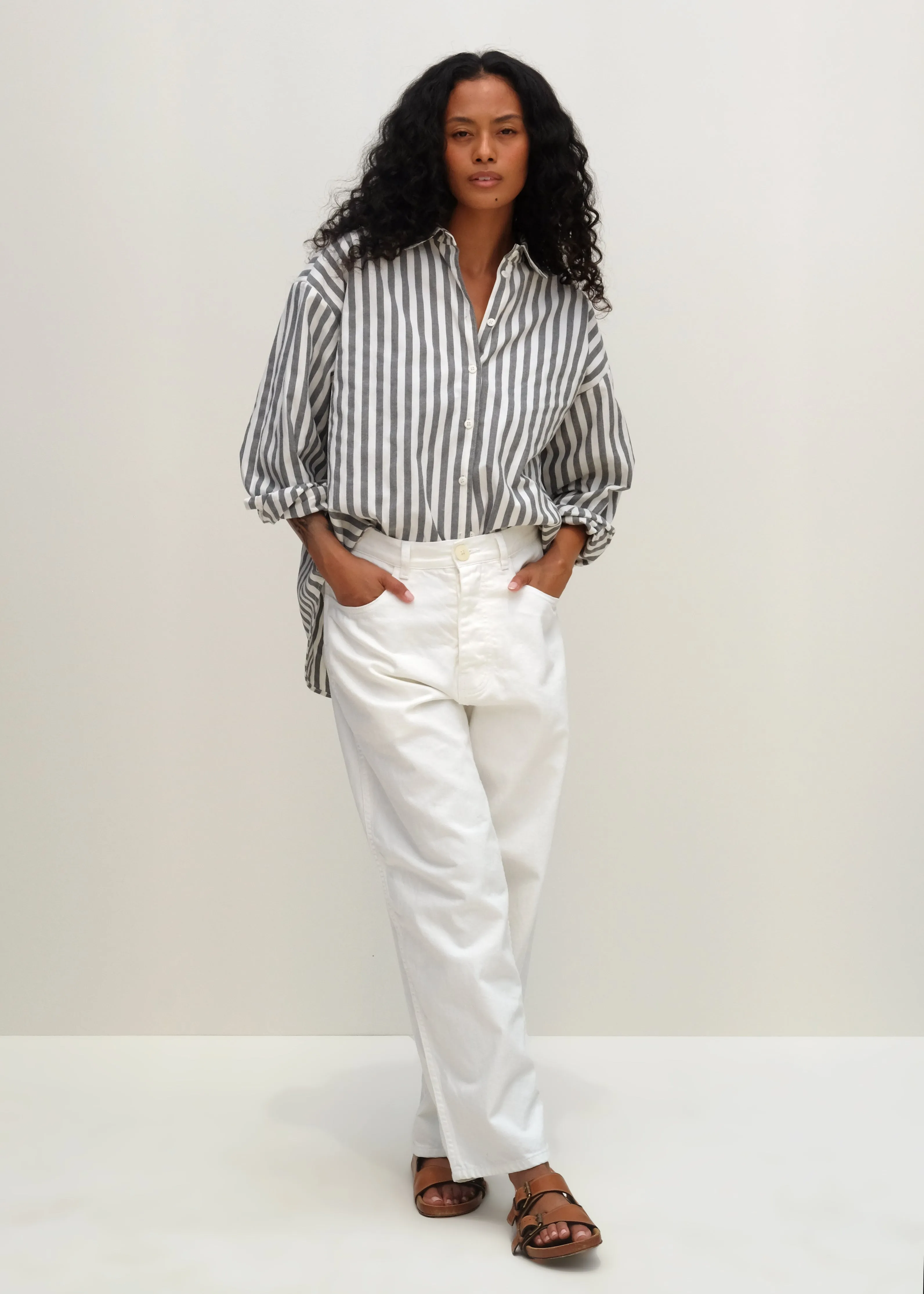 Alberta Shirt - Slate Bold Stripe sold by Jesse Kamm product image thumbnail 4