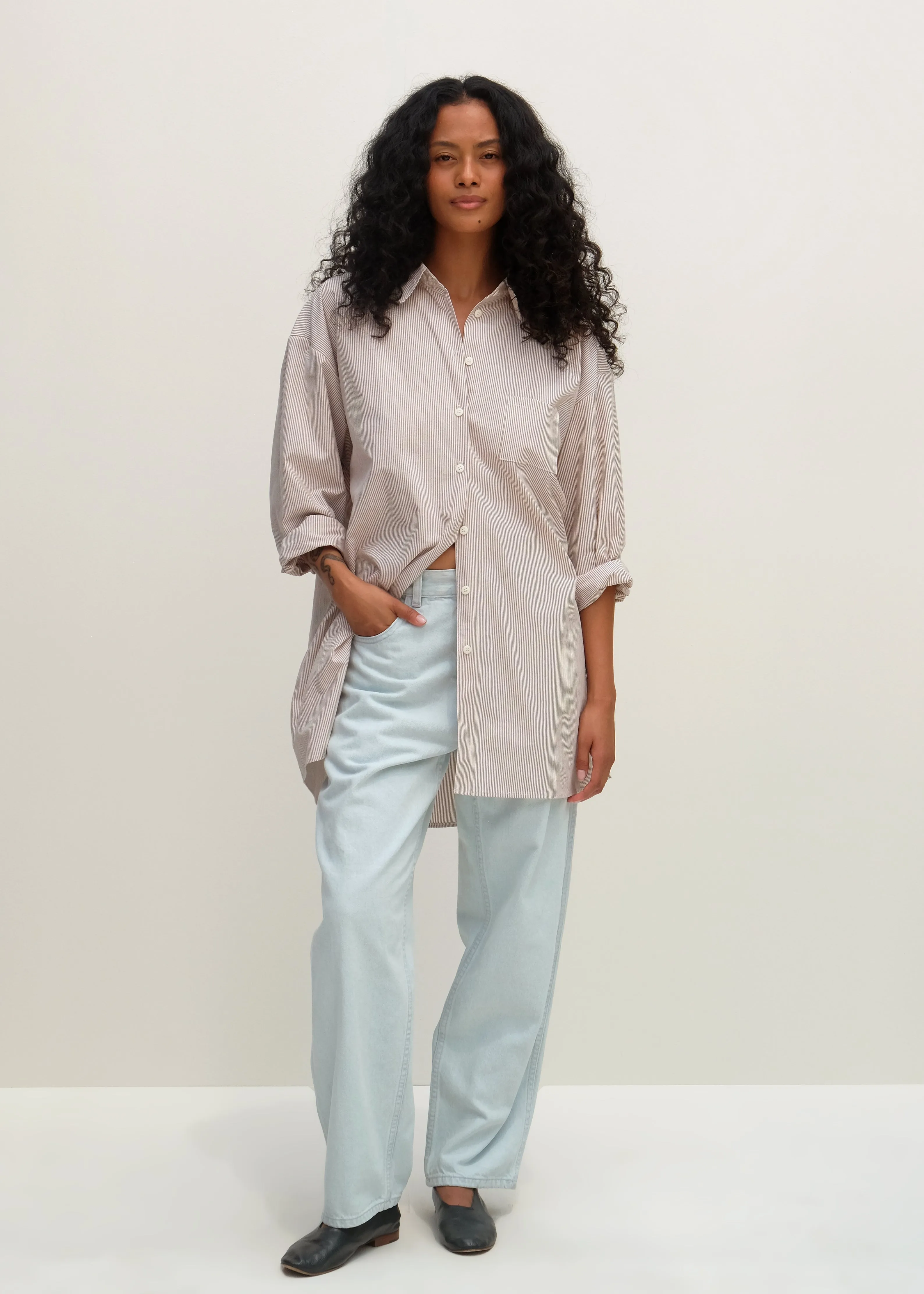 Painter Shirt - Superfine Sand Stripe sold by Jesse Kamm