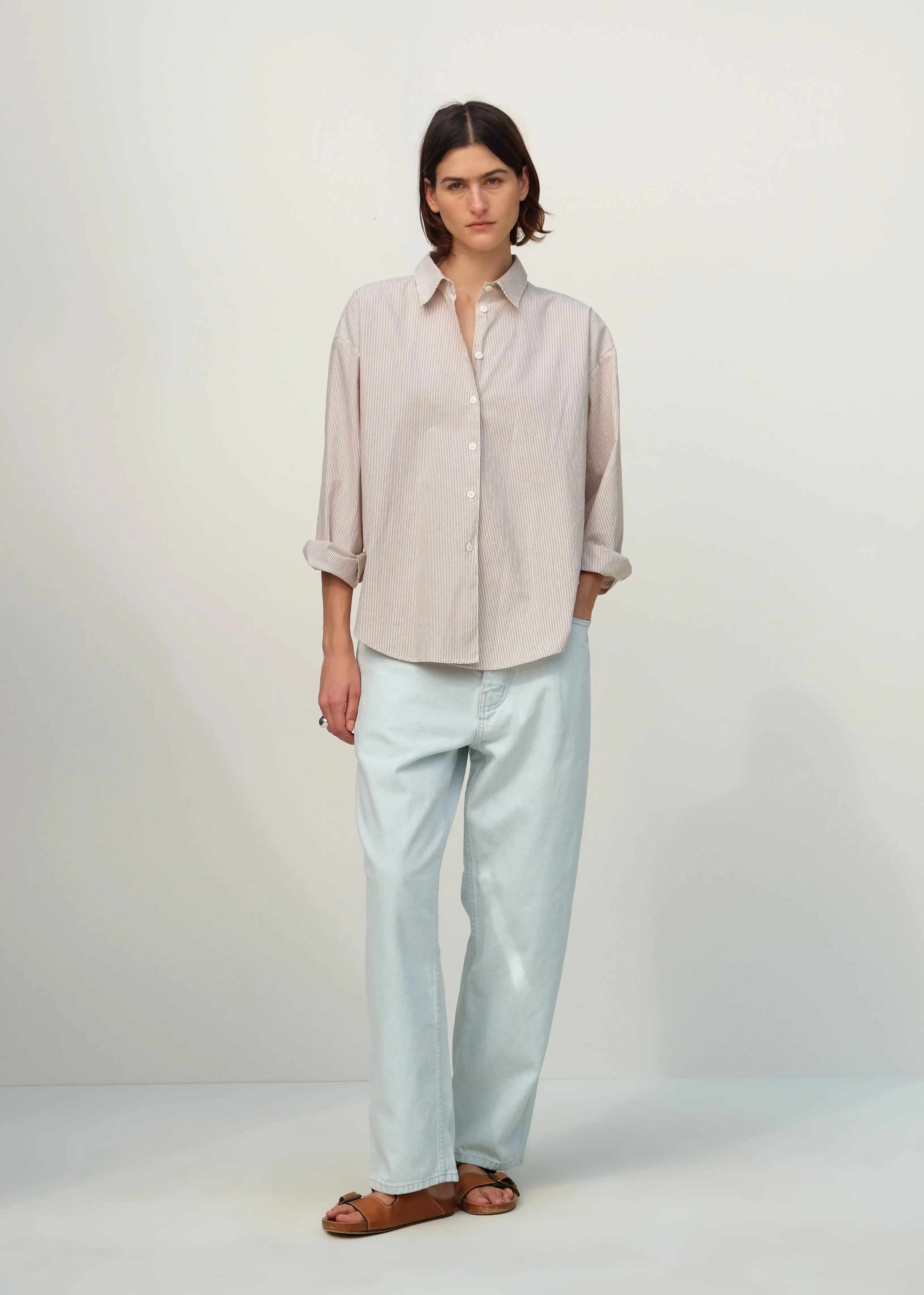 Alberta Shirt - Superfine Sand Stripe sold by Jesse Kamm