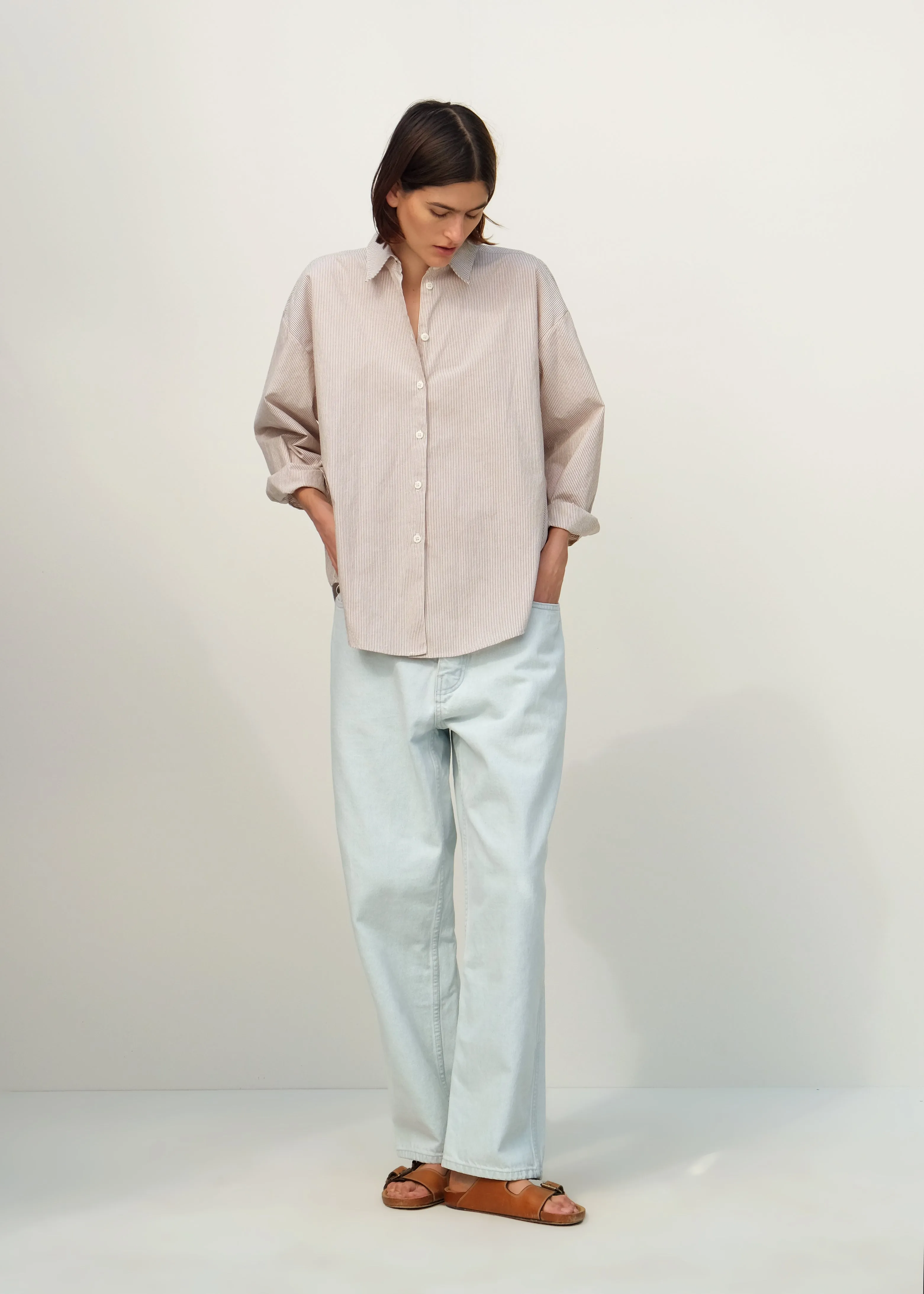 Alberta Shirt - Superfine Sand Stripe sold by Jesse Kamm product image thumbnail 2