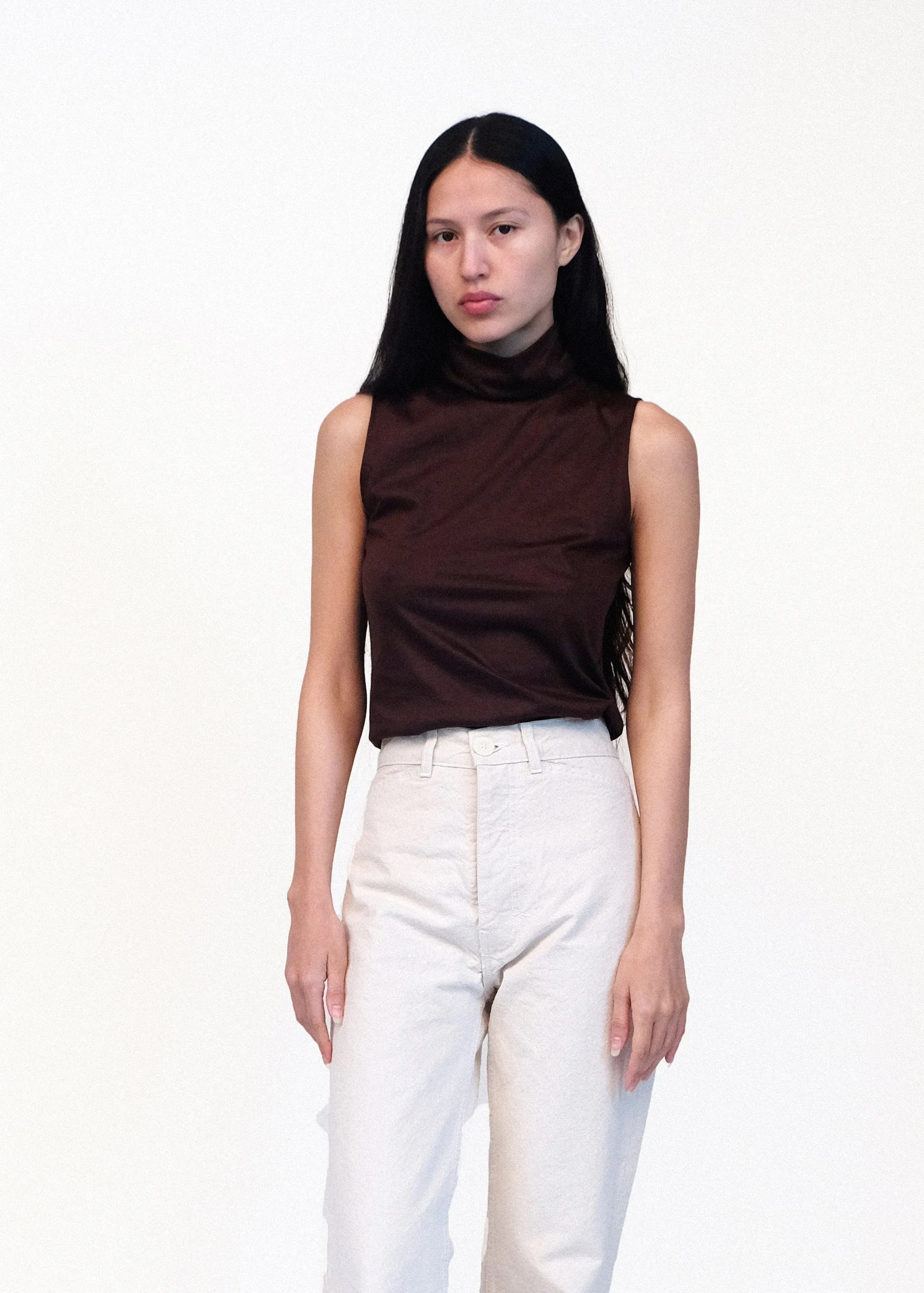 Sleeveless Turtleneck - Raisin sold by Jesse Kamm