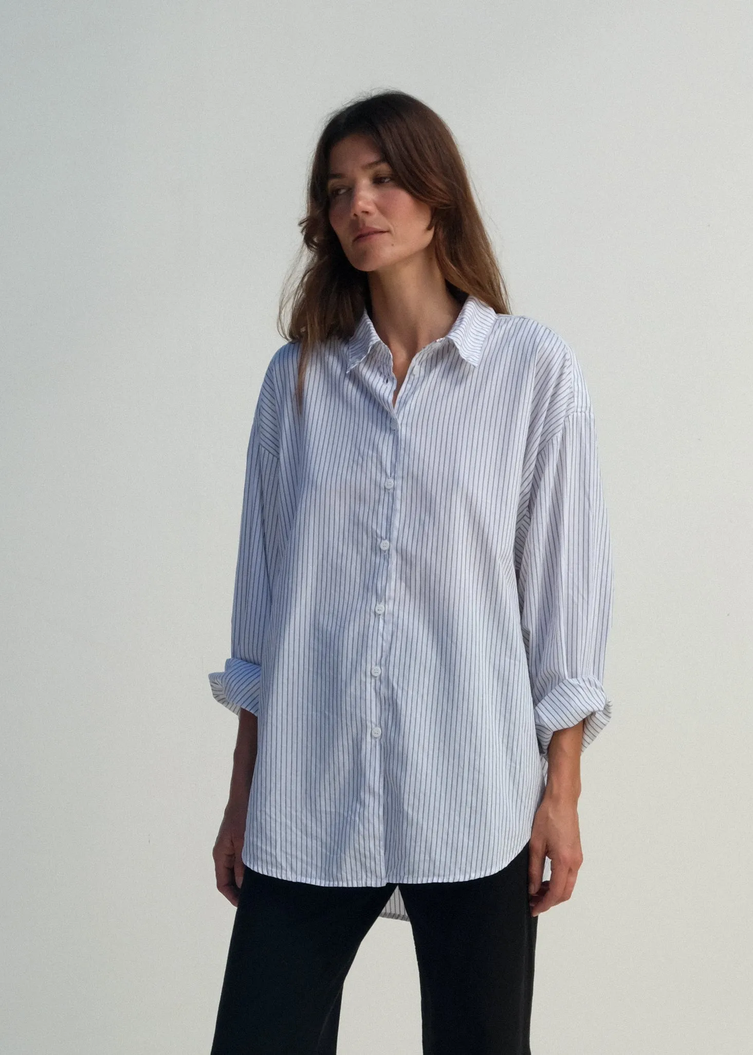 Alberta Shirt - White w/ Black Pinstripe sold by Jesse Kamm product image thumbnail 5