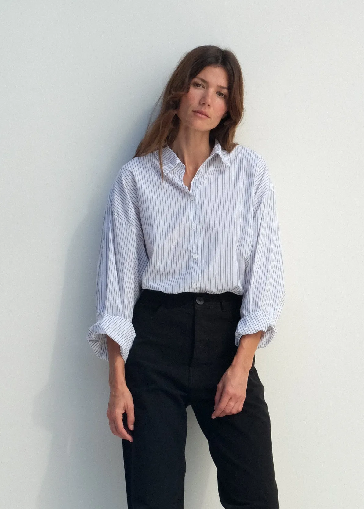 Alberta Shirt - White w/ Black Pinstripe sold by Jesse Kamm product image thumbnail 2