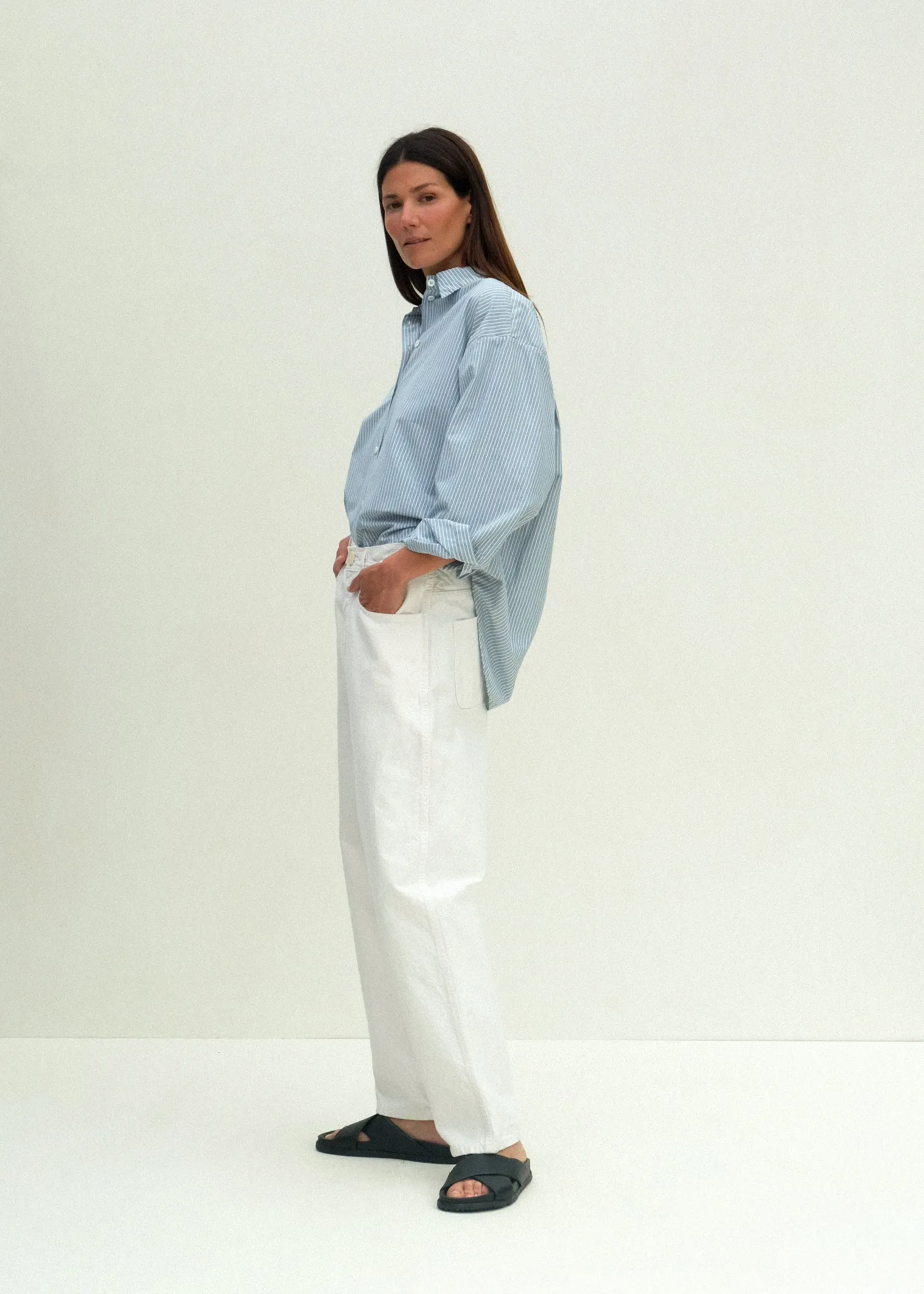 Alberta Shirt - Fog Stripe sold by Jesse Kamm product image thumbnail 3