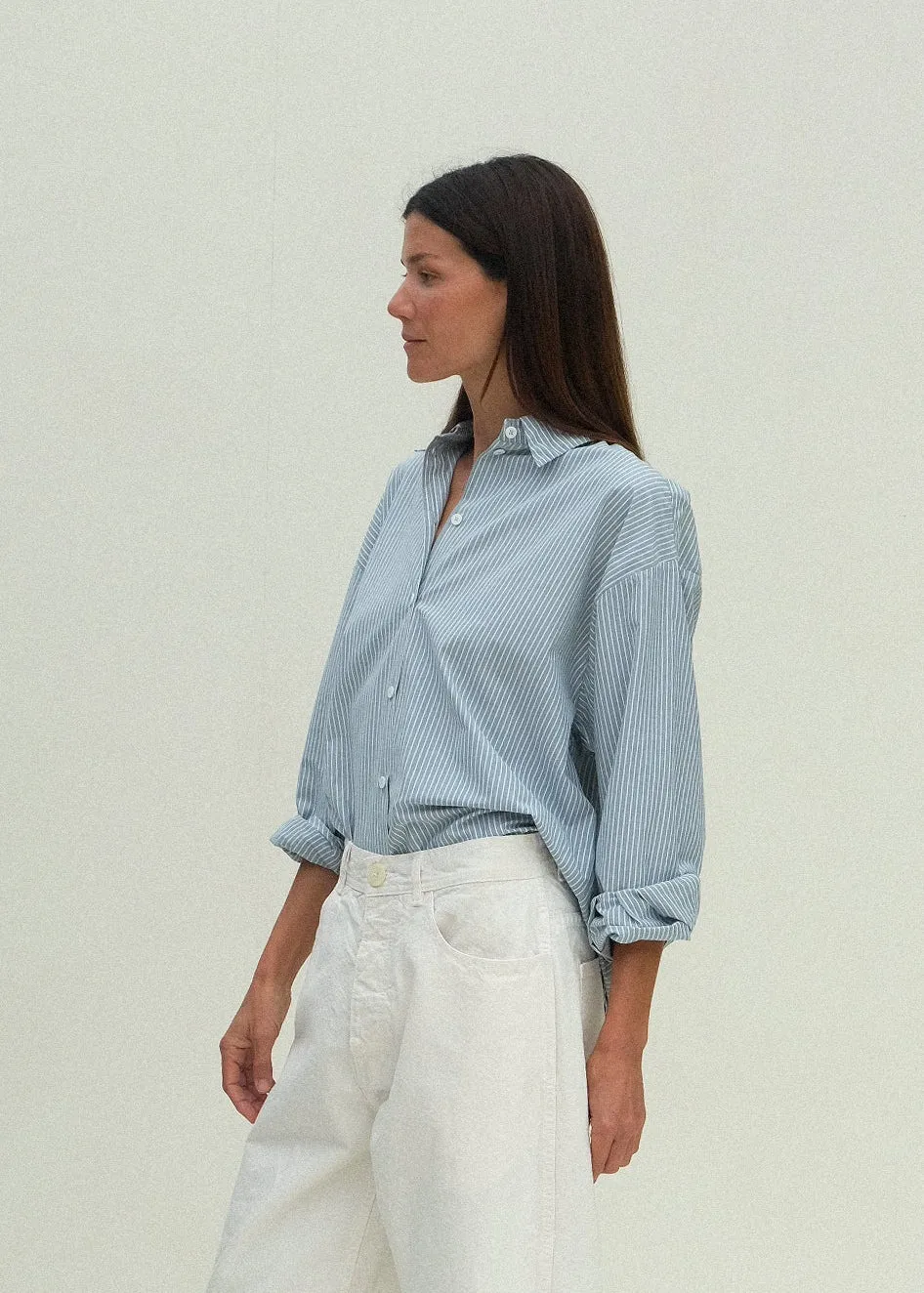 Alberta Shirt - Fog Stripe sold by Jesse Kamm product image thumbnail 2