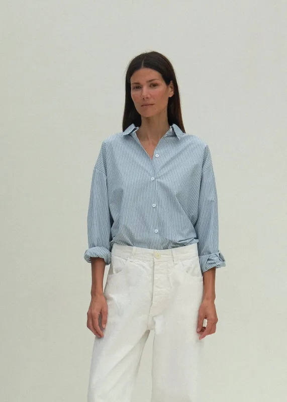 Alberta Shirt - Fog Stripe made by Jesse Kamm