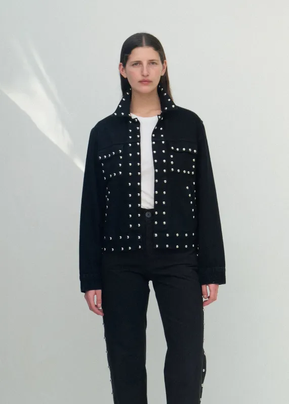 The Studded Ranch Jacket - Black Studded Denim made by Jesse Kamm