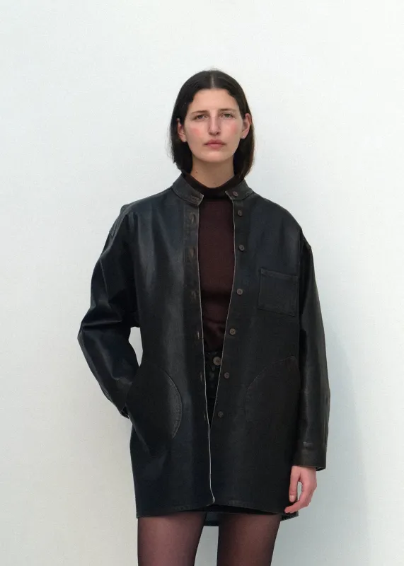 Band-Collar Okuda Jacket - Brown Lacquer made by Jesse Kamm