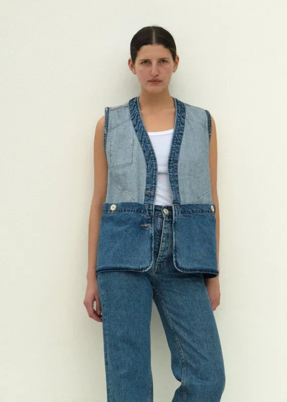 Reversible Director's Vest - Cowboy Blue Denim made by Jesse Kamm