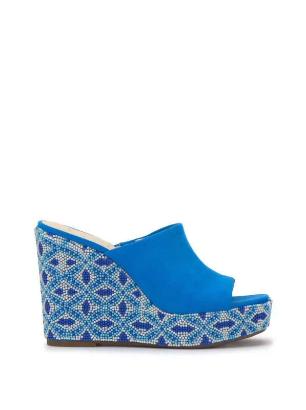 Shantell Platform Wedge Slide in Blue Print sold by Jessica Simpson