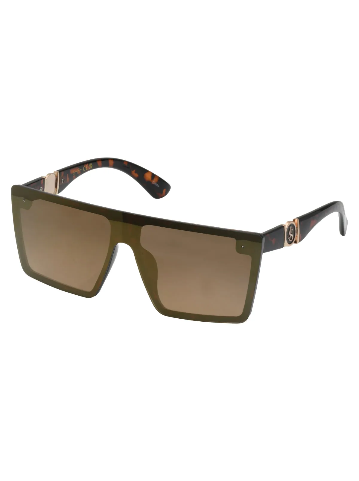 Oversized Square Shield Sunglasses in Tortoise sold by Jessica Simpson