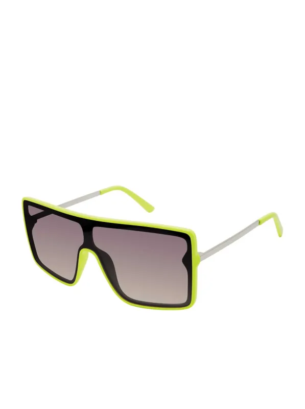 Square Shield Metal Temple Sunglasses in Yellow sold by Jessica Simpson