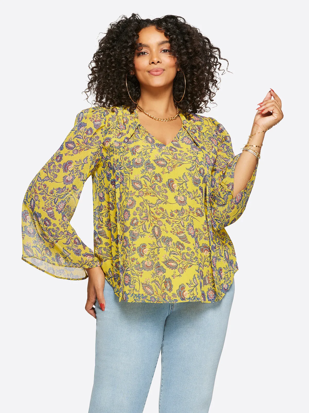 Leslie Blouse in Meso Botanicals sold by Jessica Simpson product image thumbnail 5
