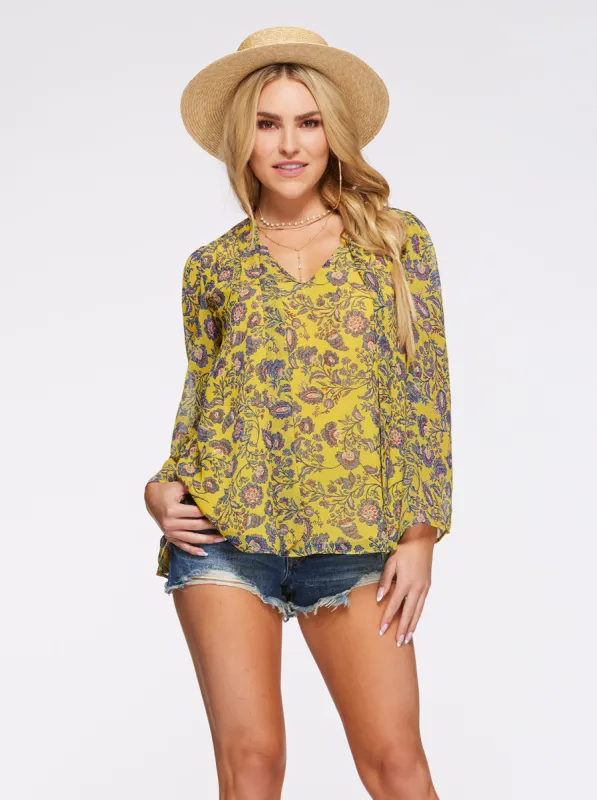 Leslie Blouse in Meso Botanicals sold by Jessica Simpson