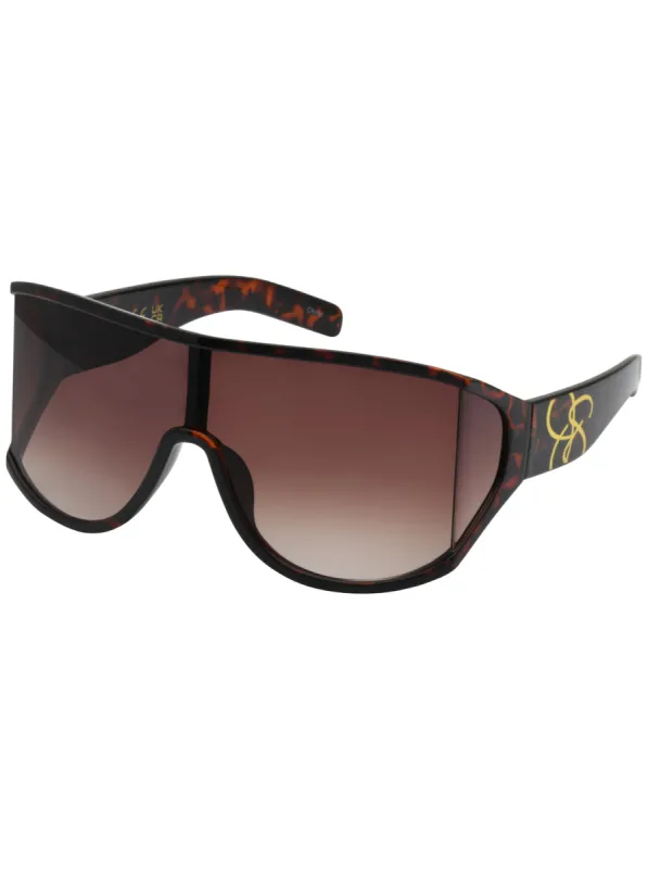 Oversized Square Wrap Shield Sunglasses in Tortoise sold by Jessica Simpson