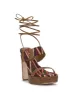 Caelia Ankle Lace Up Platform Sandal in Brown Multi sold by Jessica Simpson