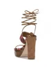 Caelia Ankle Lace Up Platform Sandal in Brown Multi sold by Jessica Simpson