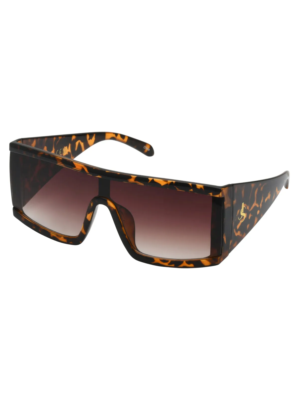 Modern Square Shield Sunglasses in Tortoise sold by Jessica Simpson