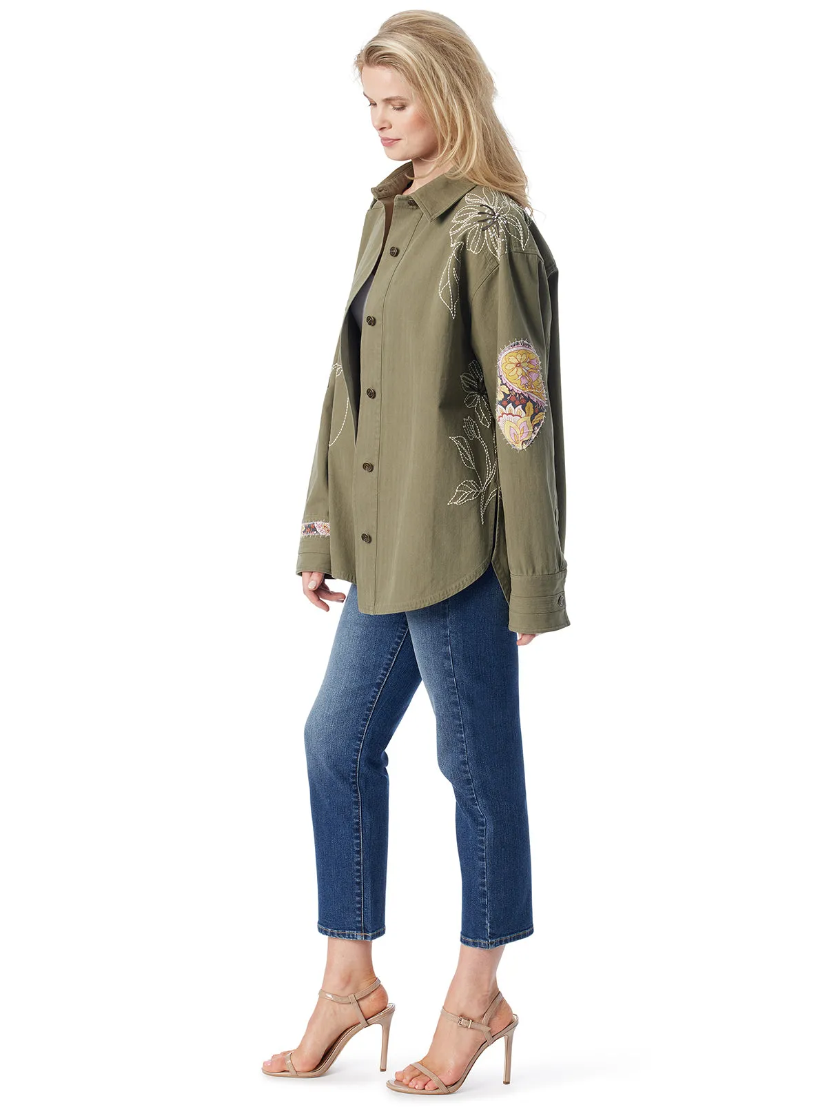 Embellished Shacket in Bronze Green sold by Jessica Simpson product image thumbnail 4