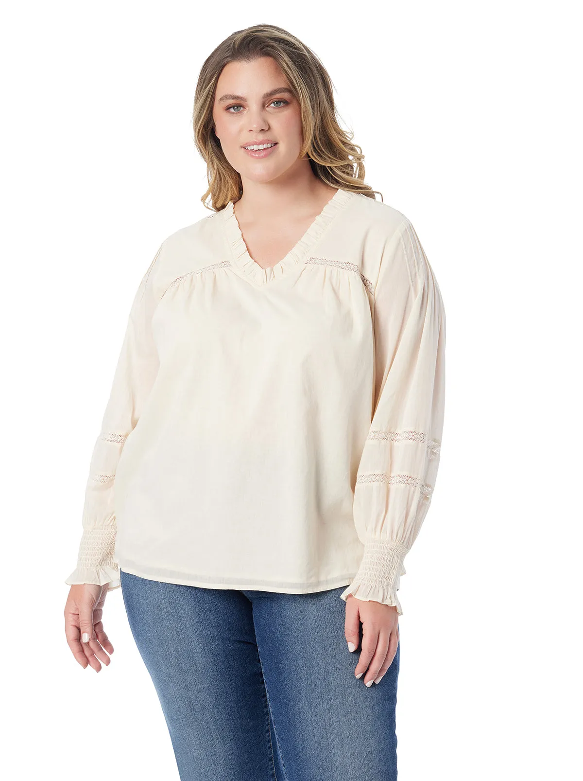 Milla Ruffle Top in Parchment sold by Jessica Simpson