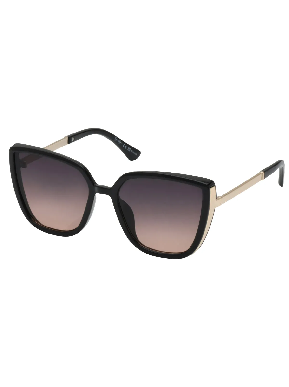 Cat Eye Sunglasses with Metal Temple in Black sold by Jessica Simpson
