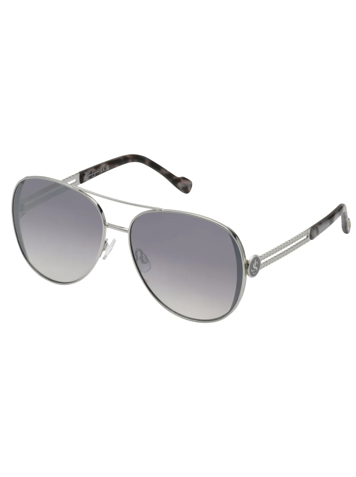 Stylish Metal Aviator Sunglasses in Silver & Tortoise sold by Jessica Simpson