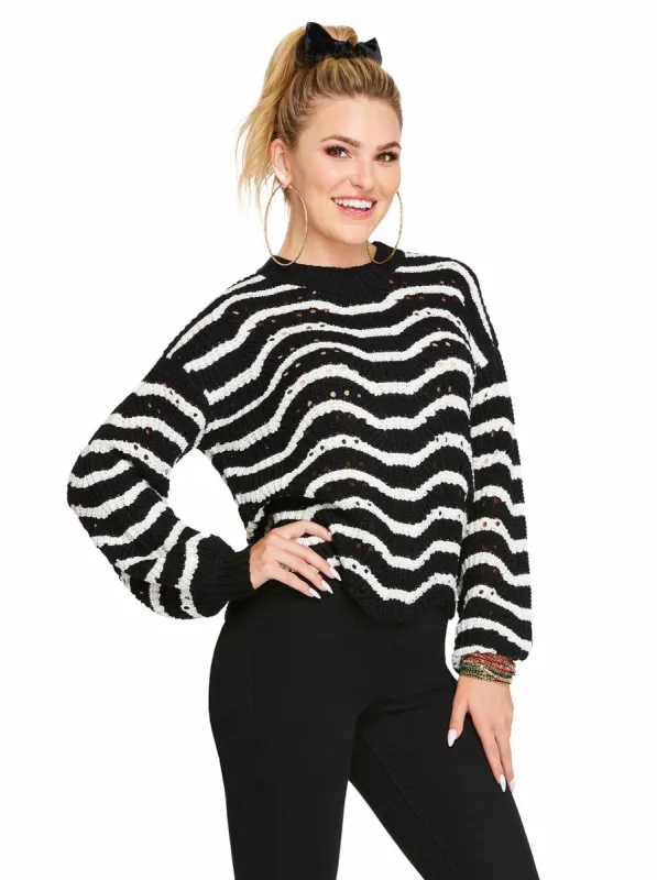 Fayette Sweater in Black Stripe sold by Jessica Simpson