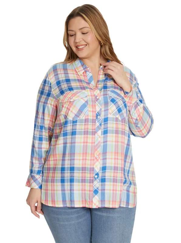 Petunia Shirt in Aurora Plaid sold by Jessica Simpson