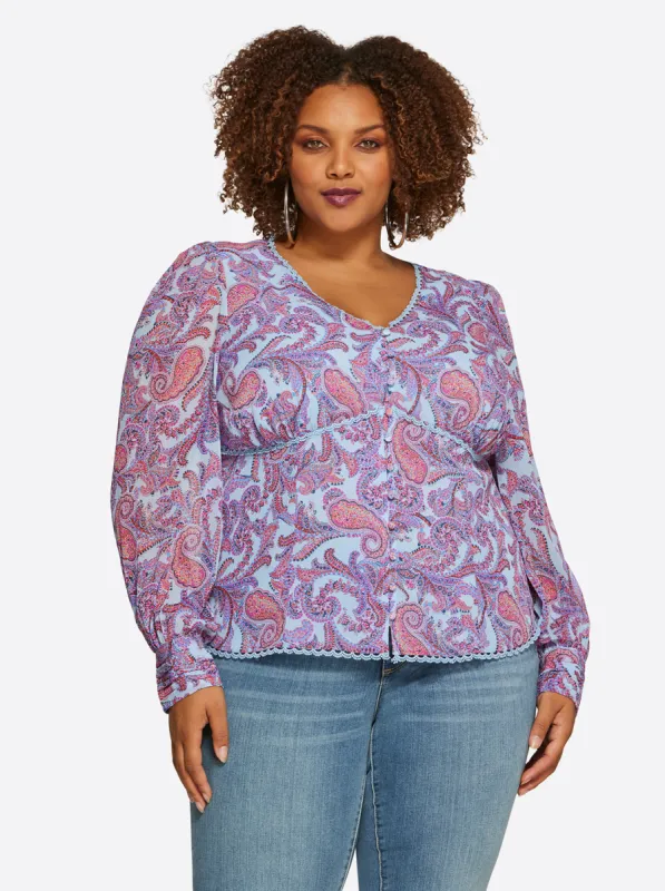 Elia Top in Solitary Paisley sold by Jessica Simpson