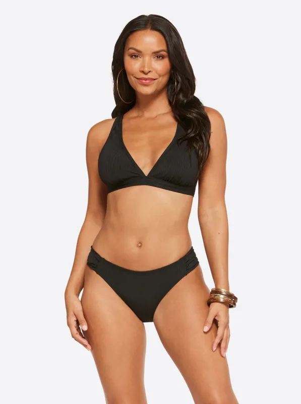 Textured Solids Full Support Triangle Bra in Black sold by Jessica Simpson