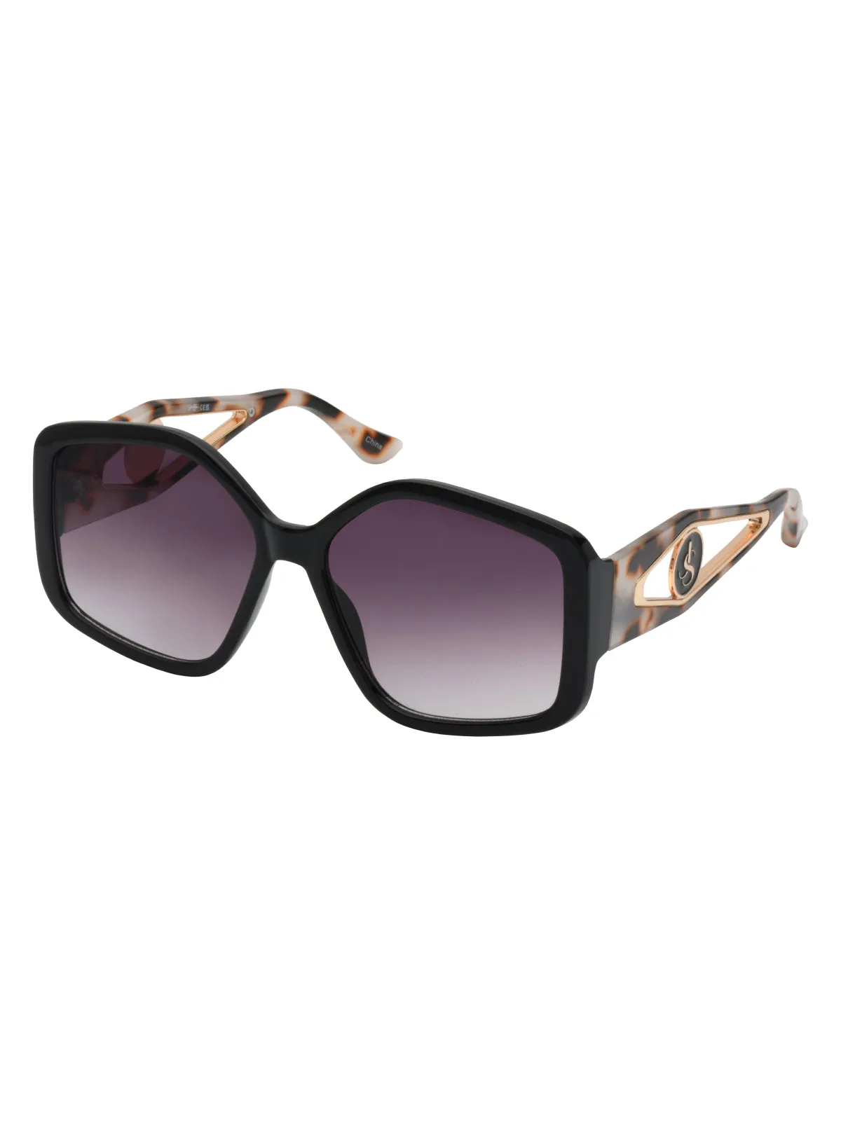 Oversized Geometric Sunglasses in Black & Tortoise sold by Jessica Simpson