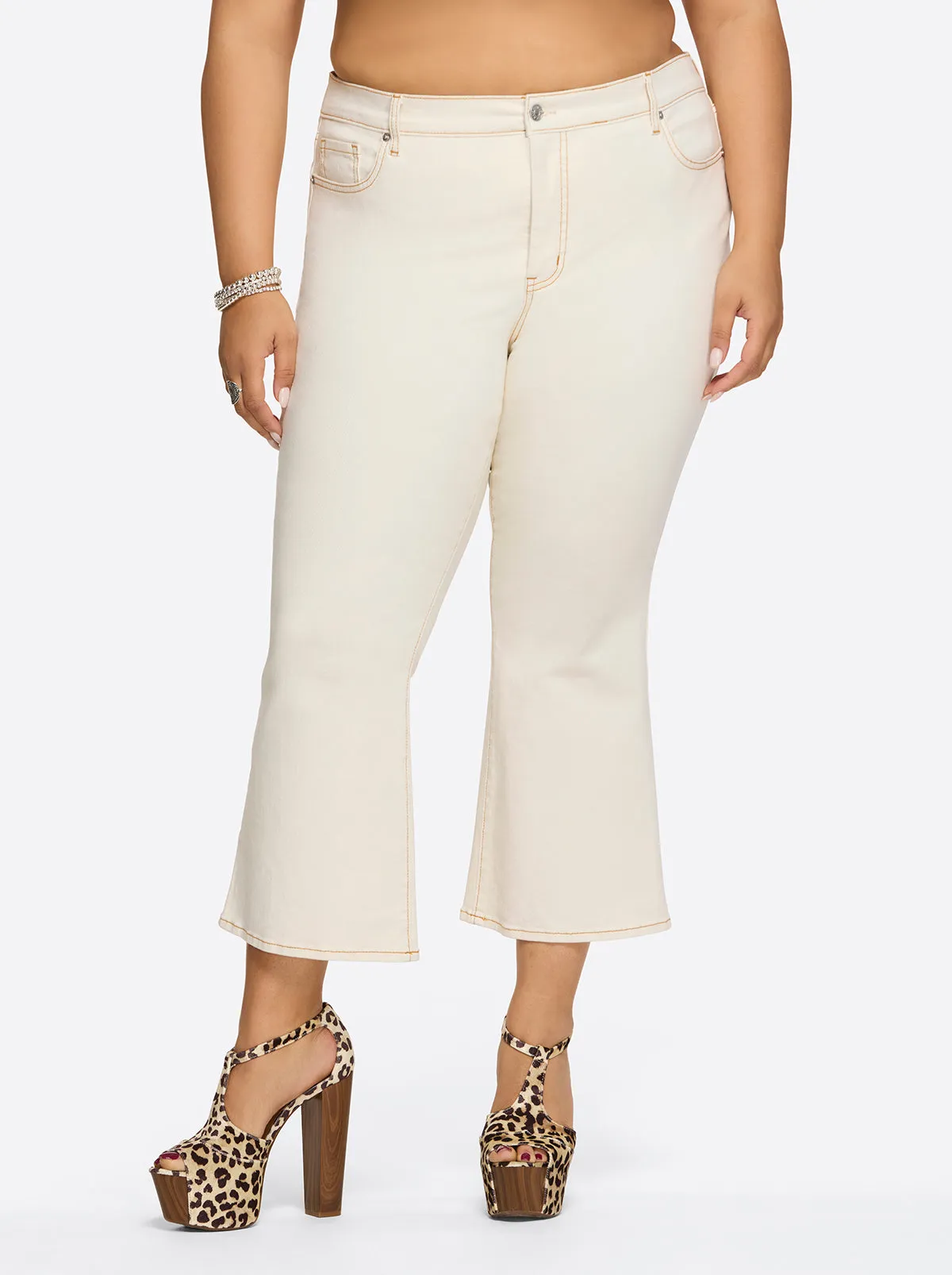 Charmed Ankle Flare in Ecru sold by Jessica Simpson