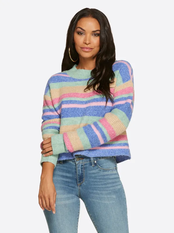 Portia Sweater in Desert Rose Stripe sold by Jessica Simpson