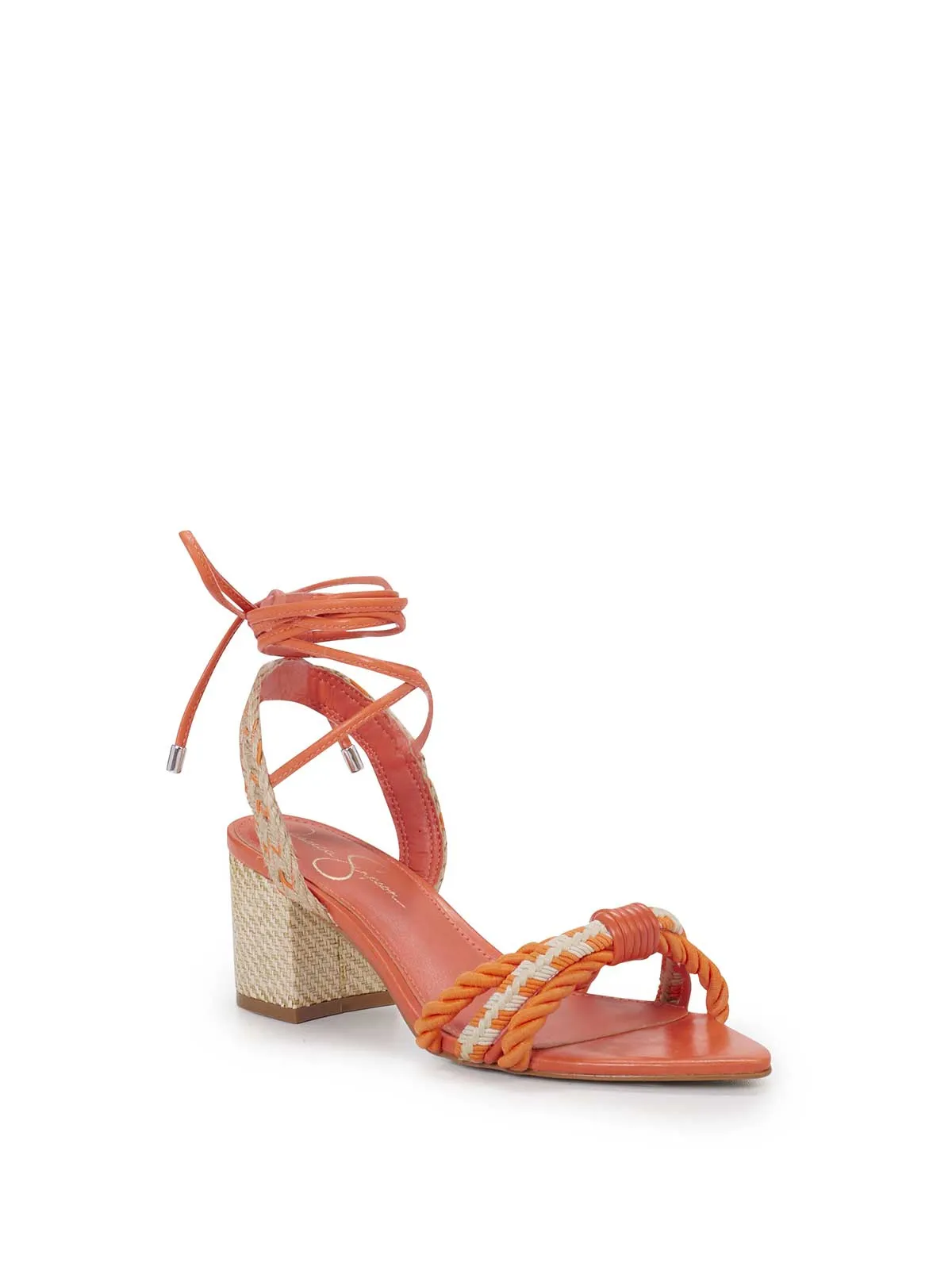 Prim Woven Block Heel Sandal in Orange sold by Jessica Simpson product image thumbnail 4