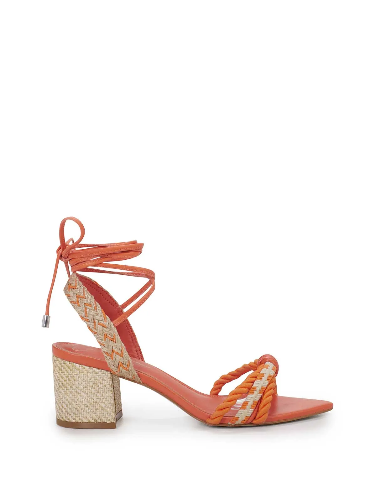 Prim Woven Block Heel Sandal in Orange sold by Jessica Simpson